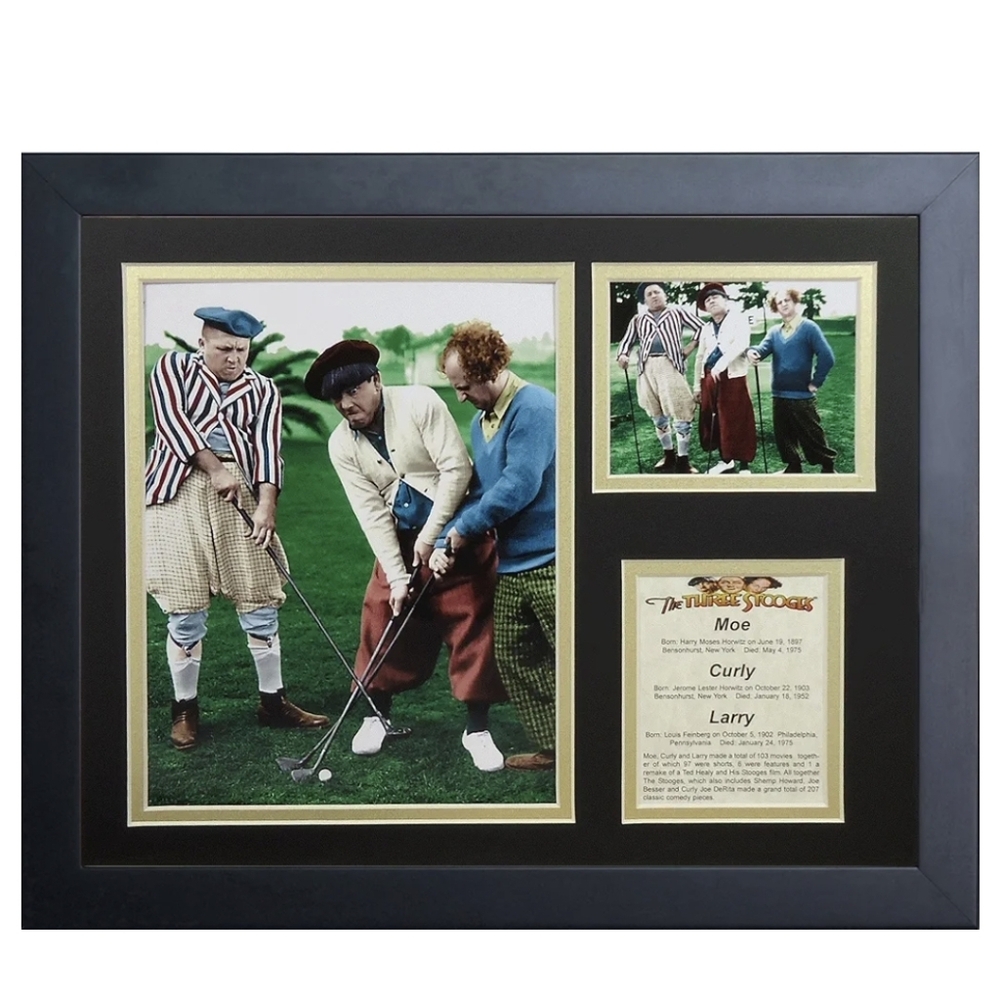 NIP Legends Never Die The Three Stooges Golf Color Framed Photo Collage